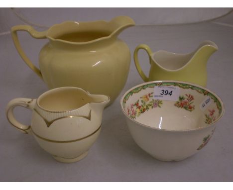 4 PIECES INC 3 JOHNSON BROTHERS JUG AND BOWL PLUS CLARICE CLIFF JUG 