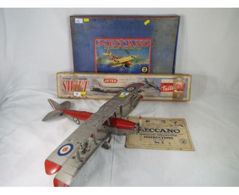 Meccano - a Meccano airplane construction set #2, constructed to resemble model #7 triple engine airliner, with original box 