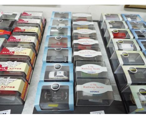 Oxford Diecast -seven 1:76 scale Oxford Diecast and seven Automobile diecast models, all in original perspex display cases wi