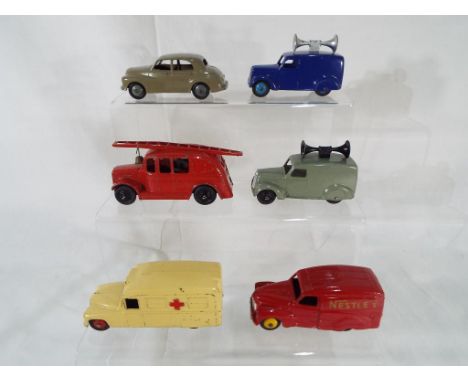 Dinky Toys - A collection of 6 unboxed Dinky Toys to include, # 253 Daimler Ambulance with cream body, red crosses and hubs (