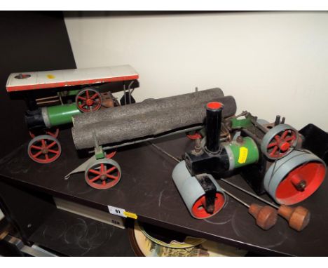Mamod - a Steam Roller # SR1a, a Traction Engine # TE1 and a Lumber wagon