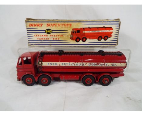 Dinky Toys - #943 Leyland Octopus Tanker - Esso in red with red hubs and spare tyre, Esso Petroleum Company Ltd decals, model