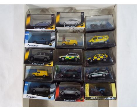 Diecast - Lot to include 15 1:72 scale diecast model motor vehicles by Cararama in display cases.