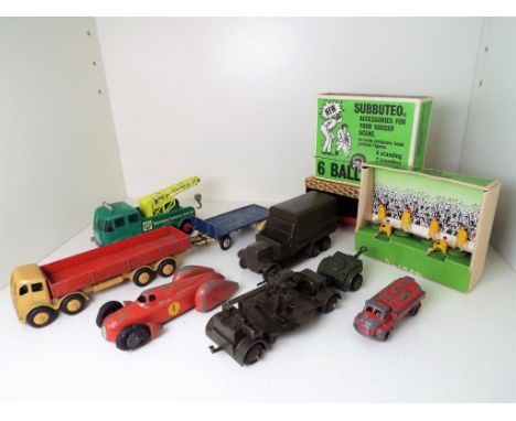 A good mixed lot of early models to include a Subbuteo, six OO scale hand painted Ball Boys (4 standing, 2 kneeling) # C134, 