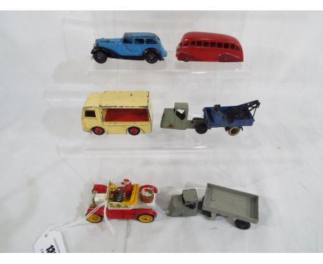 Dinky toys - a lot to include five unboxed Dinky toys including #485 Santa Special Model T Ford, No. 33W Mechanical Horse and