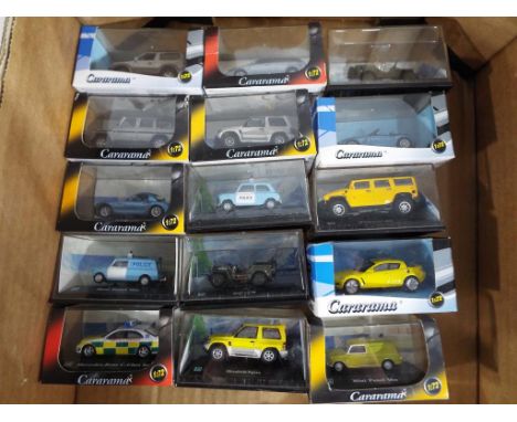 Diecast - Lot to include 15 1:72 scale diecast model motor vehicles by Cararama in display cases, predominantly with outer ca