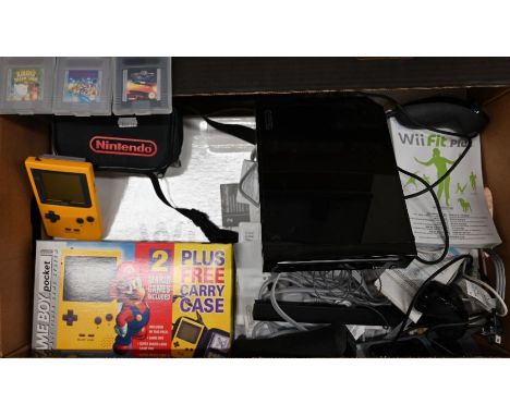 Boxed WiiFit Plus console with games and accessories to/w a boxed Gameboy Pocket with games (box)