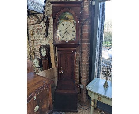 Robert Currer, Falkirk, a Victorian Scottish figured mahogany longcase clock, the 8-day movement with 52 cm h enamelled arche