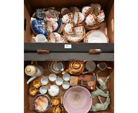 Chinese enamel bowl to/w a quantity of decorative ceramics, postage scales etc (2 boxes)