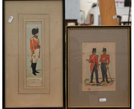 Two military uniform study engravings and an Ackermann print of the 17th Light Dragoon Lancers (3)
