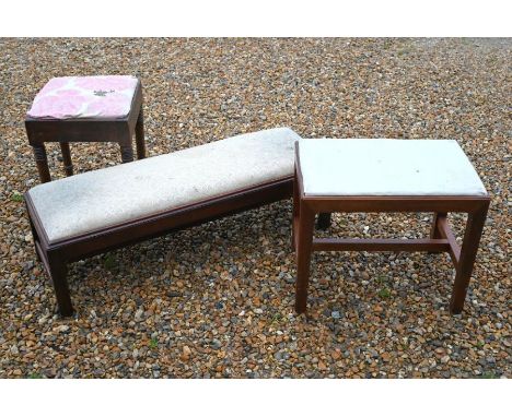 A dressing table stool to/with a duet stool and another and a two tier occasional table (4)