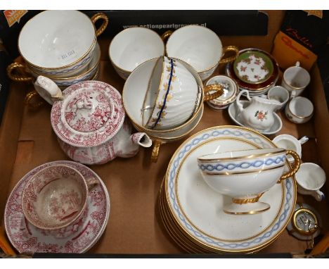 Mixed china including Royal Worcester miniatures, Georgian Derby tea bowl with blue and gilt decoration to/w a Victorian chin