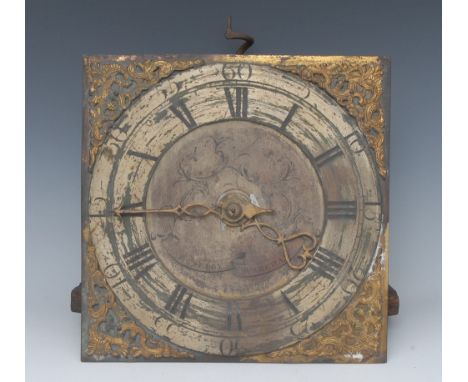 A George III longcase clock movement, 25cm square brass dial inscribed Selby, Wareham, Roman and subsidiary Arabic numerals, 