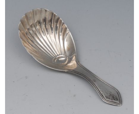 A George III silver caddy spoon, shell bowl,  Richard Crossley, London 1802