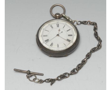 An Edwardian silver gentleman's open-faced chronometer pocket watch, 4.9cm white enamel dial inscribed with Roman numerals an
