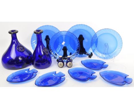 Cobalt Blue Viking Decanters and Cups by Ole Winther for