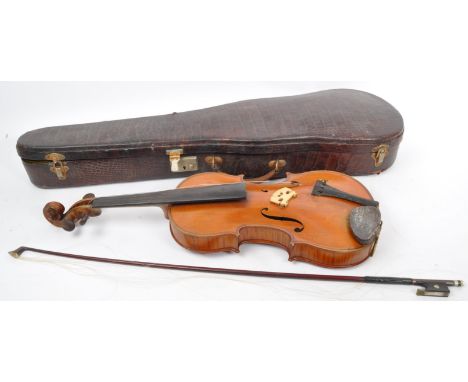 Charles Jean Baptiste Collin-Mezin - A 19th century French Violin string musical instrument. With two bows, housed in a faux 