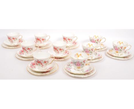 Two vintage retro 20th century bone china tea services / sets in the 'Memories' pattern by Duchess and the other being&nbsp;t