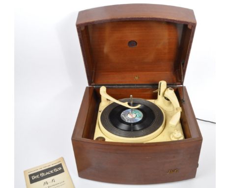 A retro vintage mid 20th century circa 1940s 'The Black Box' Hi Fi record reproducer, PYE limited of Cambridge. With installa