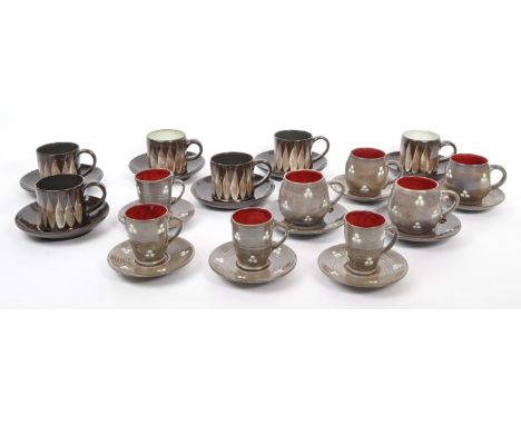 An English earthenware tea service set by Clevedon Pottery (Elton Ware). Comprising of; ten tea cups, four coffee / espresso 