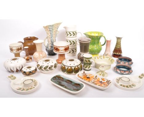 A large collection of 20th Century / Retro Jersey pottery to include vases, bowls, dishes, stem vase, two egg cups / holders,