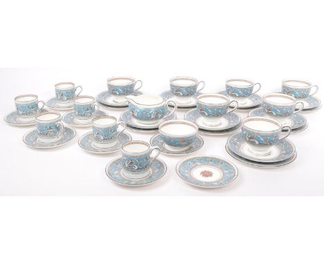 Wedgwood - Florentine - Turquoise Florentine - Vintage 20th Century Wedgwood bone china tea and coffee service in the Florent