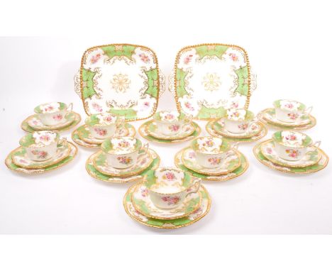Coalport - An early 20th century circa. 1920's bone china Coalport tea service in the Batwing pattern. To include teacups, sa