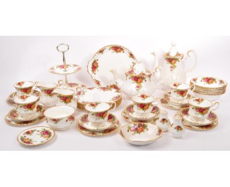 A collection of Royal Albert Old Country Roses - tea service. The set comprising cups, saucers, plates, sugar bowl, creamer a