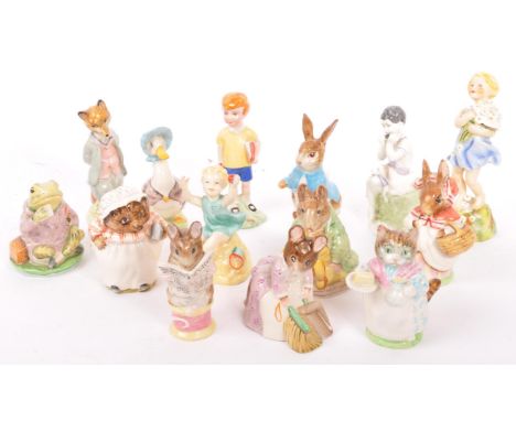 A collection of eleven Beatrix Potter china figurines to include ' Jeremy Fisher ' ' Samuel Whiskers ' ' Mrs Rabbit ' ' Jemim