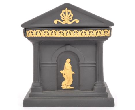Wedgwood - The Library Collection - A 20th century Wedgwood basalt jasperware Grand Tour inkwell. The inkwell being of archit