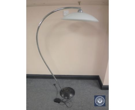 A Danish metal floor lamp with glass shade 