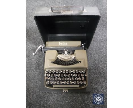 A cased mid 20th century Erika typewriter 