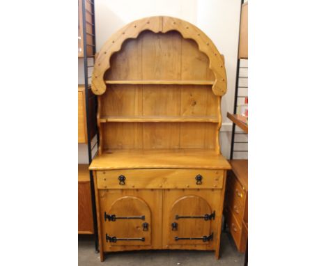 A good quality light elm Dutch style dresser, with painted metal handles and hinges, 100cm wide