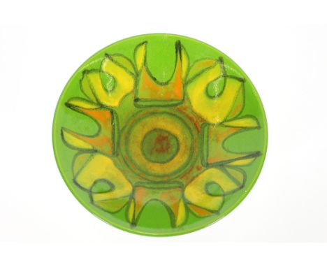 A Poole pottery Delphis bowl, marked to base Poole England no. 57, 27cm dia.