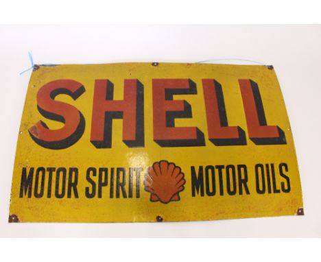 An enamel shell Motor Spirit motor oils advertising sign, 53cm x 86cm