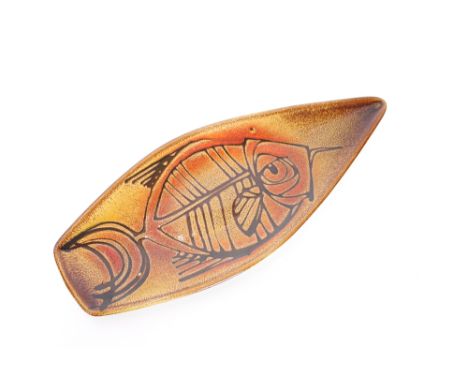 A Poole pottery Aegean pattern dish, 44cm long