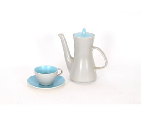 A quantity of Poole pottery twin tone coffee ware