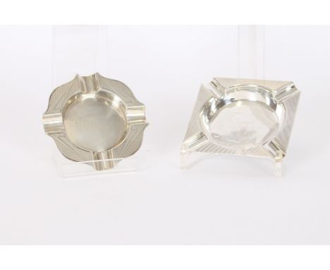 Two silver engine turned decorated ash trays