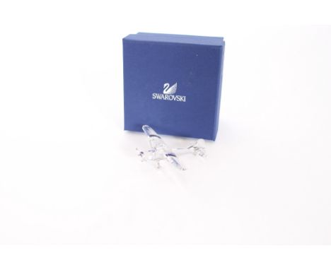 A Swarovski crystal model of a vintage airplane, in fitted box