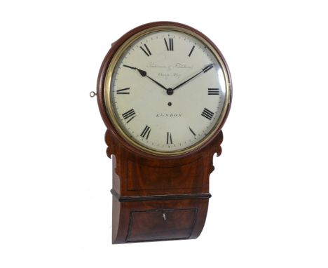  A Regency figured mahogany fusee drop-dial wall timepiece with eleven inch dial Signed for Parkinson and Frodsham, London, c