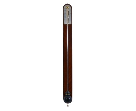 Ω A George III style mahogany mercury stick barometer The register plate bearing a signature for William Harris, London, 20th