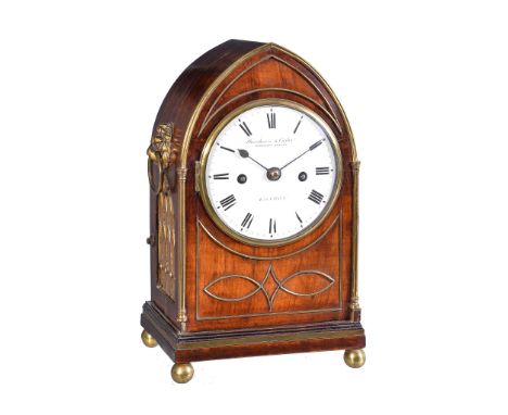  A Regency small brass mounted bracket clock with enamel dial Dwerrihouse and Carter, London, early 19th century  The five pi