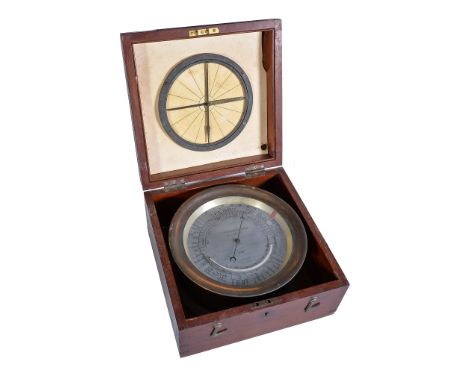  A very rare mahogany cased aneroid barocyclonometer or 'Typhoon Barometer' Retailed by Lawrence and Mayo, Calcutta, after a 