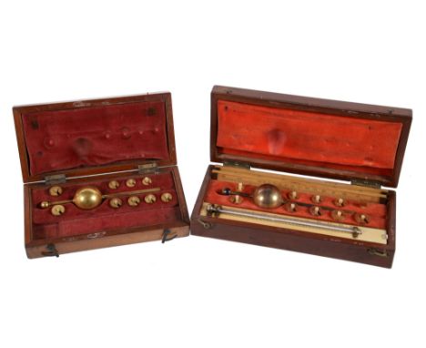 Ω Two mahogany cased Sikes' Hydrometers Joseph Long, London, and Gaskell and Chambers, Birmingham, late 19th / early 20th cen