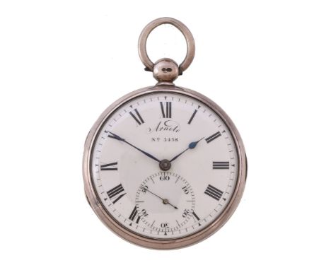  A Regency silver cylinder pocket watch John Roger Arnold, London, circa 1814  The gilt full plate single fusee movement with