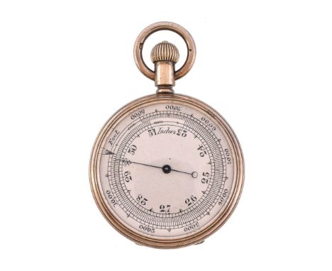 A Victorian silver-gilt cased small aneroid pocket barometer with altimeter scale Moritz Pillischer, London, 1880 The 1.25 in