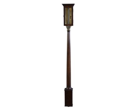  A George III style mahogany mercury column stick barometer Unsigned, 20th century  With ogee moulded cornice over glazed rec