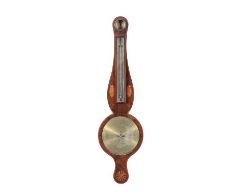 Ω A rare George III inlaid mahogany mercury wheel barometer with unusual indication Joshua Springer, Bristol, circa 1795 With