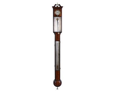 Ω A fine George III mahogany mercury stick barometer with hygrometer Gilbert, Wright and Hooke, London, circa 1800 The caddy 