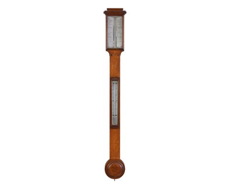 Ω A Victorian oak mercury stick barometer Lawson and Son, Brighton, third quarter of the 19th century With moulded pediment a